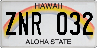 HI license plate ZNR032