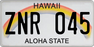 HI license plate ZNR045