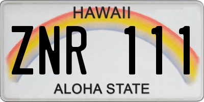 HI license plate ZNR111