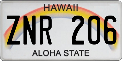 HI license plate ZNR206