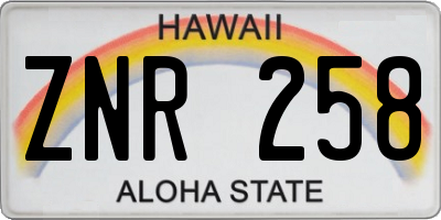 HI license plate ZNR258