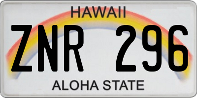 HI license plate ZNR296