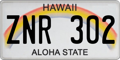 HI license plate ZNR302
