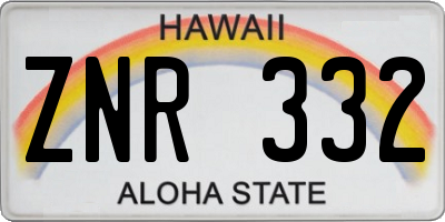 HI license plate ZNR332