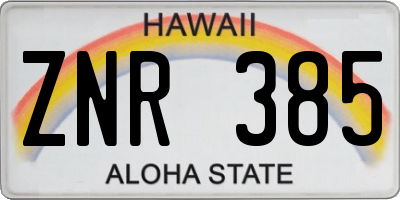HI license plate ZNR385