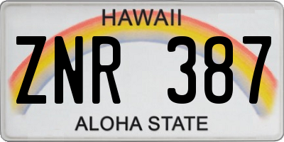 HI license plate ZNR387