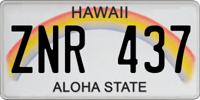 HI license plate ZNR437