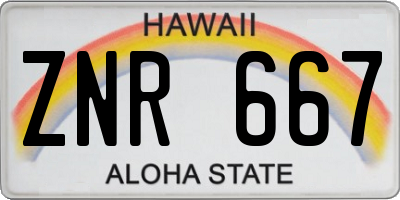 HI license plate ZNR667