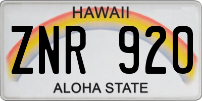 HI license plate ZNR920