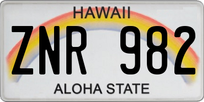 HI license plate ZNR982