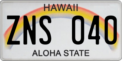 HI license plate ZNS040