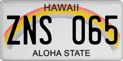 HI license plate ZNS065
