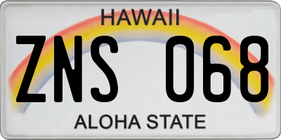 HI license plate ZNS068