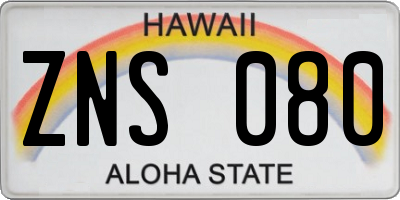 HI license plate ZNS080