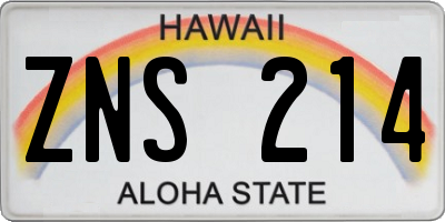 HI license plate ZNS214