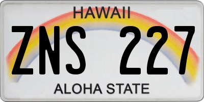 HI license plate ZNS227