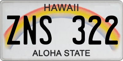 HI license plate ZNS322
