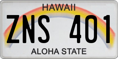 HI license plate ZNS401