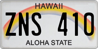 HI license plate ZNS410