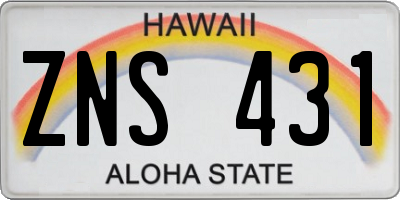 HI license plate ZNS431