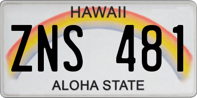 HI license plate ZNS481