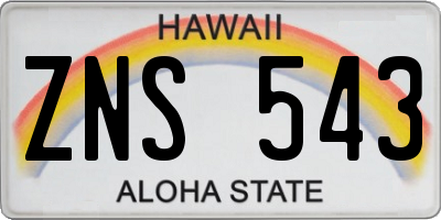 HI license plate ZNS543