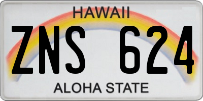HI license plate ZNS624
