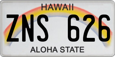 HI license plate ZNS626