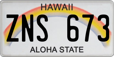 HI license plate ZNS673