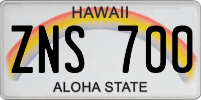 HI license plate ZNS700
