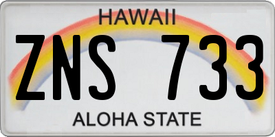 HI license plate ZNS733