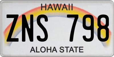 HI license plate ZNS798