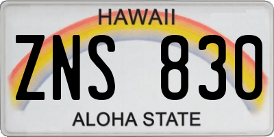 HI license plate ZNS830