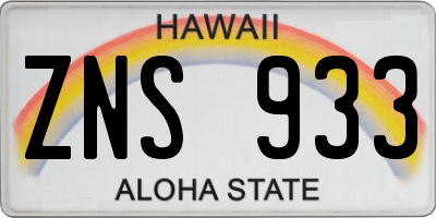 HI license plate ZNS933