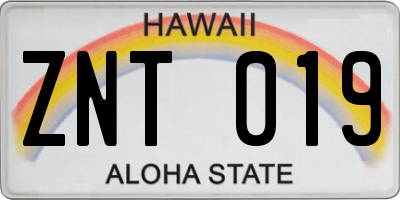 HI license plate ZNT019