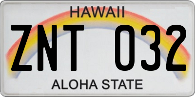 HI license plate ZNT032