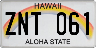 HI license plate ZNT061
