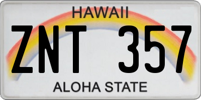 HI license plate ZNT357