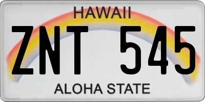 HI license plate ZNT545