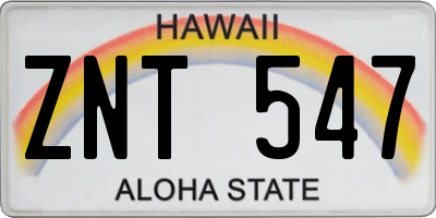 HI license plate ZNT547