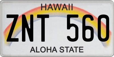 HI license plate ZNT560