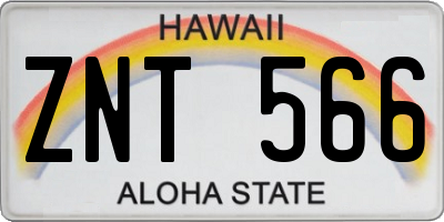 HI license plate ZNT566