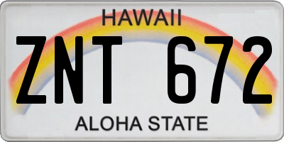 HI license plate ZNT672