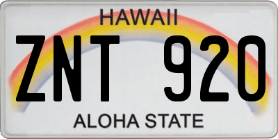 HI license plate ZNT920