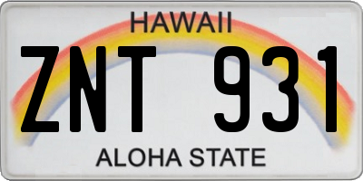 HI license plate ZNT931