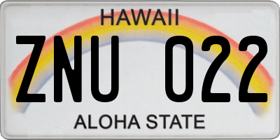 HI license plate ZNU022