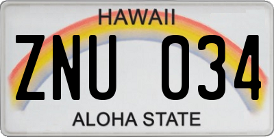 HI license plate ZNU034