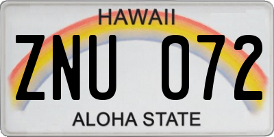 HI license plate ZNU072