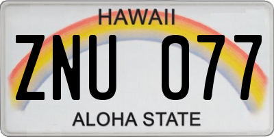 HI license plate ZNU077