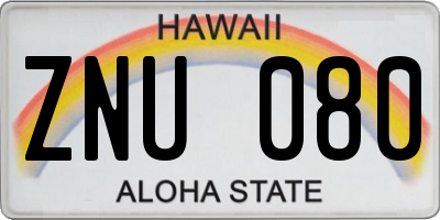 HI license plate ZNU080
